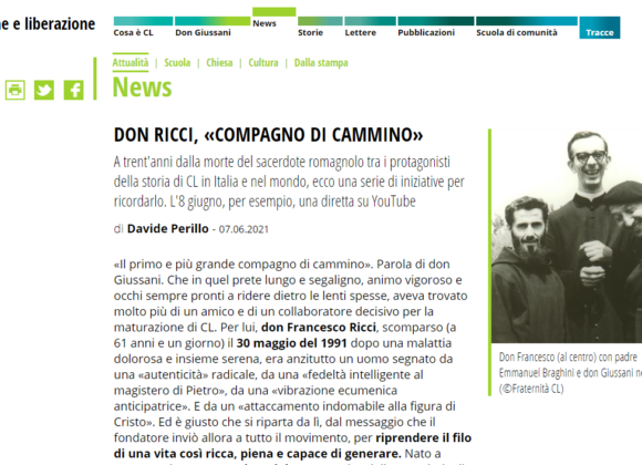 Davide Perillo ricorda la figura di Don Ricci sul sito di Comunione e Liberazione