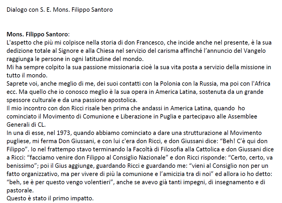 Intervista a S.E. Mons. Filippo Santoro a cura di Franco Palmieri